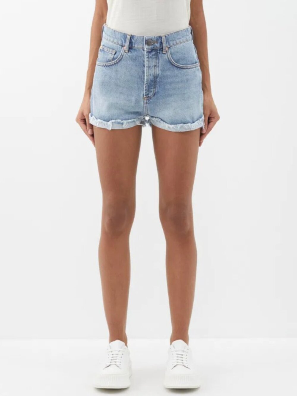 Raey's blue denim Clip shorts are made from GOTS-certified organic cotton and d